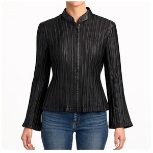 Sandra Darren Jacket Black Sheer Bell‎ Sleeve Whimsygoth Y2K Black 10 Petite